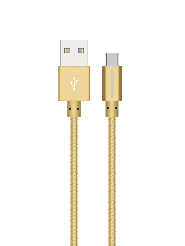 Купить Дата-кабель USB 2.1A для Type-C More choice K31a металл 1м (Gold)
